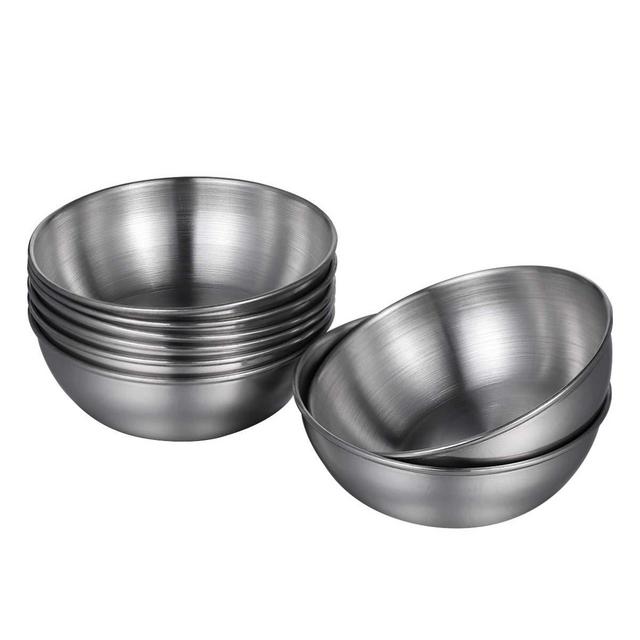 Hemoton 8pcs Stainless Steel Sauce Dishes Round Seasoning Dishes Sushi Dipping Bowl Saucers Bowl Mini Appetizer Plates Seasoning Dish Saucer Plates 3.15 Inch