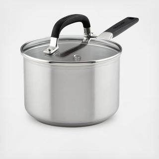 Stainless Steel Saucepan with Measuring Marks and Lid