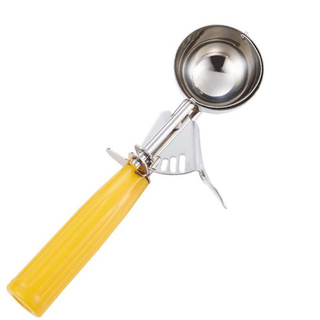 Portion Scoop - #20 (1.52 oz) - Disher Scoop, Cookie Scoop, Food Scoop - Portion Control - 18/8 Stainless Steel, Yellow Handle