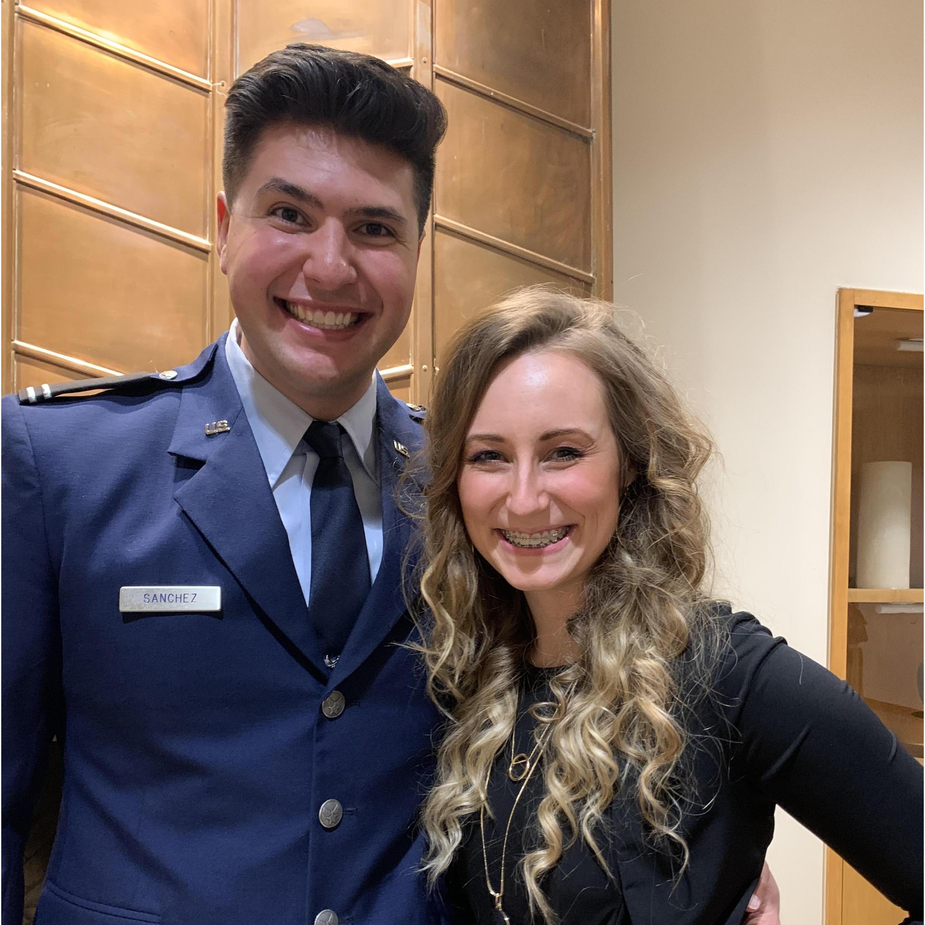 This is the second Air Force ROTC Military Dine Out we went to. This time we were engaged! December 7, 2019