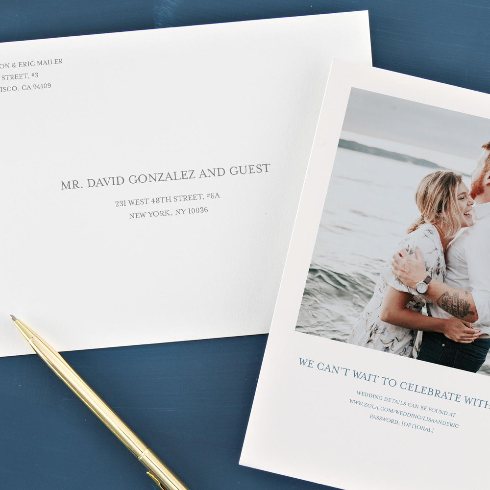 Merrion Wreath | Rich Slate Blue | Zola Wedding Invitations