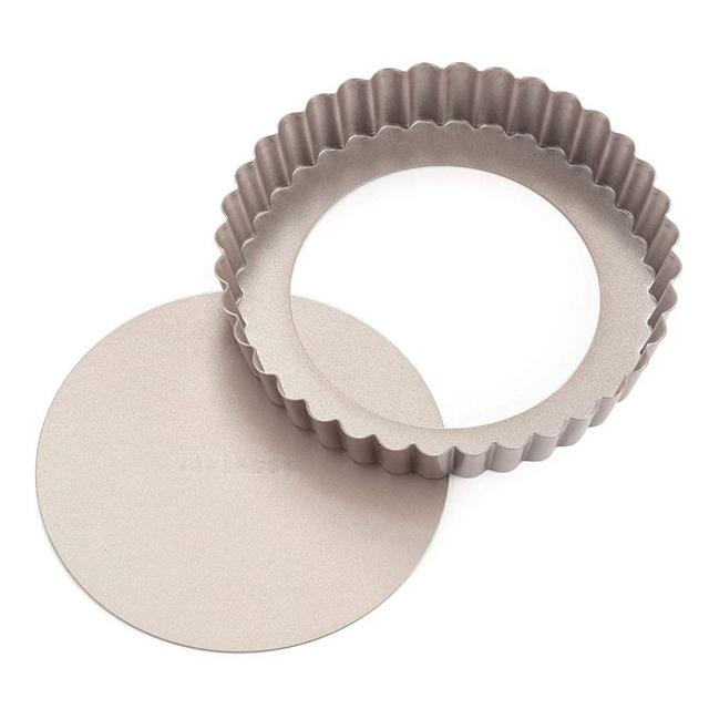 CHEFMADE Tart Pan, 7-Inch with Removable Loose Bottom Non-Stick Round Quiche Bakeware for Oven and Instant Pot Baking (Champagne Gold)