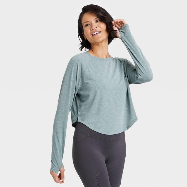 Women's Long Sleeve Crop Top - All in Motion™ Teal L