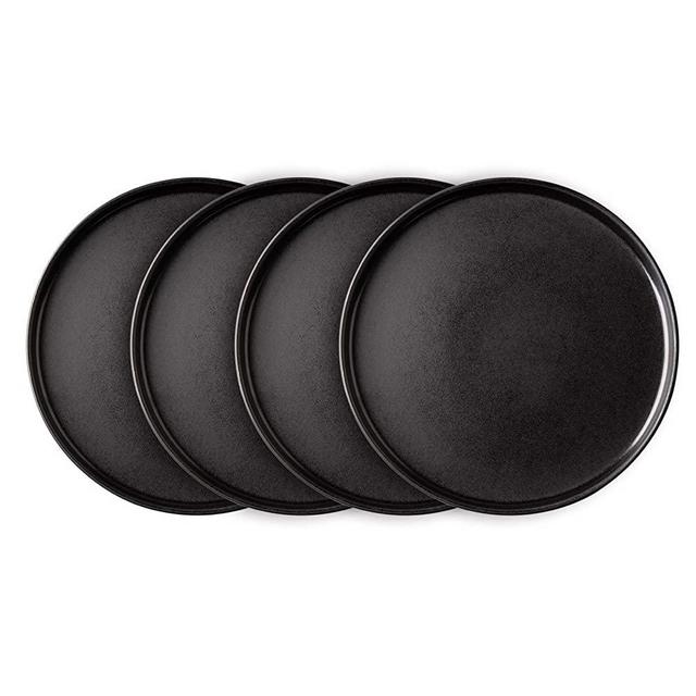 GBHOME Stoneware Dinnerware Set, 10.3'' Large Plate Set of 4, Dinner Plates for Kitchen, Matte Black