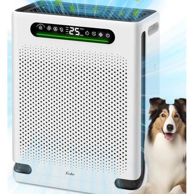 Air Purifiers for Home Large Room Up to 2600 Ft², HEPA Air Purifier with Washable Filter & Air Quality Display, Powerful Turbo Mode Air Cleaner for Pet Hair Odors Smoke Dust