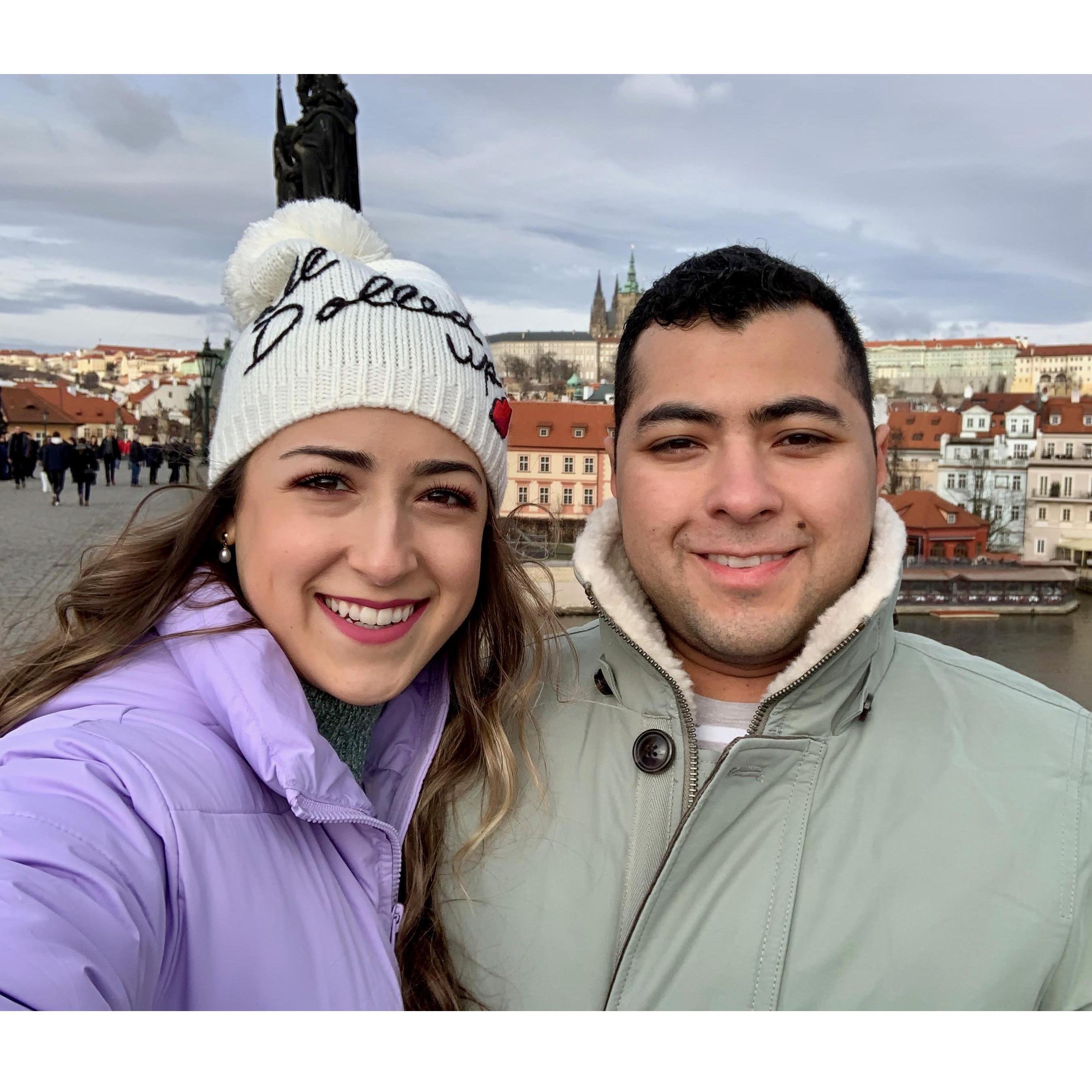 Our first day in Prague, the morning before Oscar popped the question