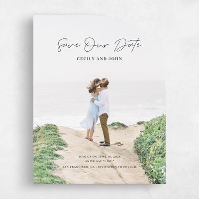 Black Half arch Wedding Save the Date - Seabay Portrait