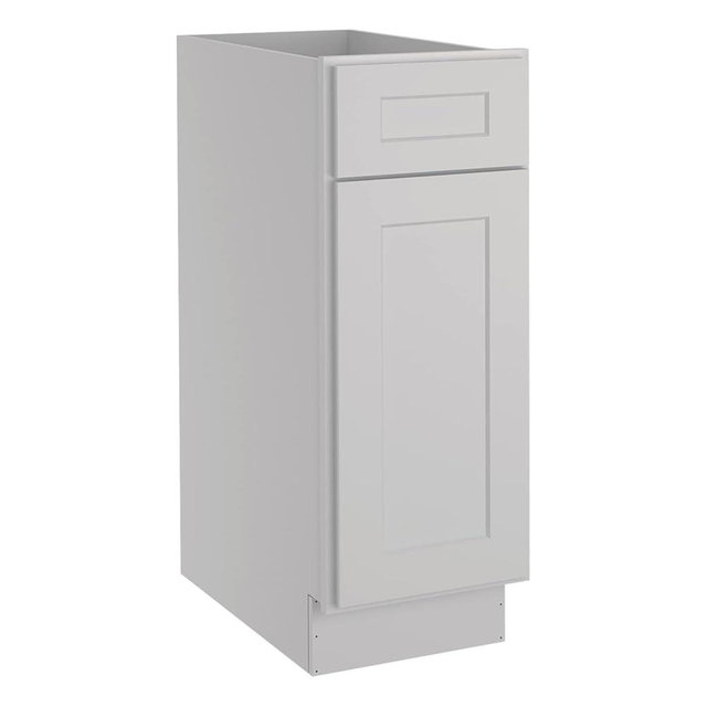 LOVMOR Kitchen Base Cabinets, Sideboard Storage Cabinet, Entryway Cabinet with 1-Drawer & Adjustable Shelf, 15" W X 24" D X 34-1/2"H (Light Gray)