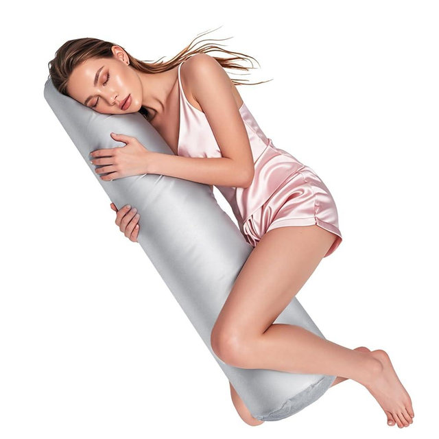 Lnngub 1 Piece Round Body Pillow Cover, 7.9 x 47Inch/20 x 120cm Body Pillows Case Cover Breathable Bodys Pillowcases Satin Long Pillow Envelope Closure Bodys Pillows Pillowcase