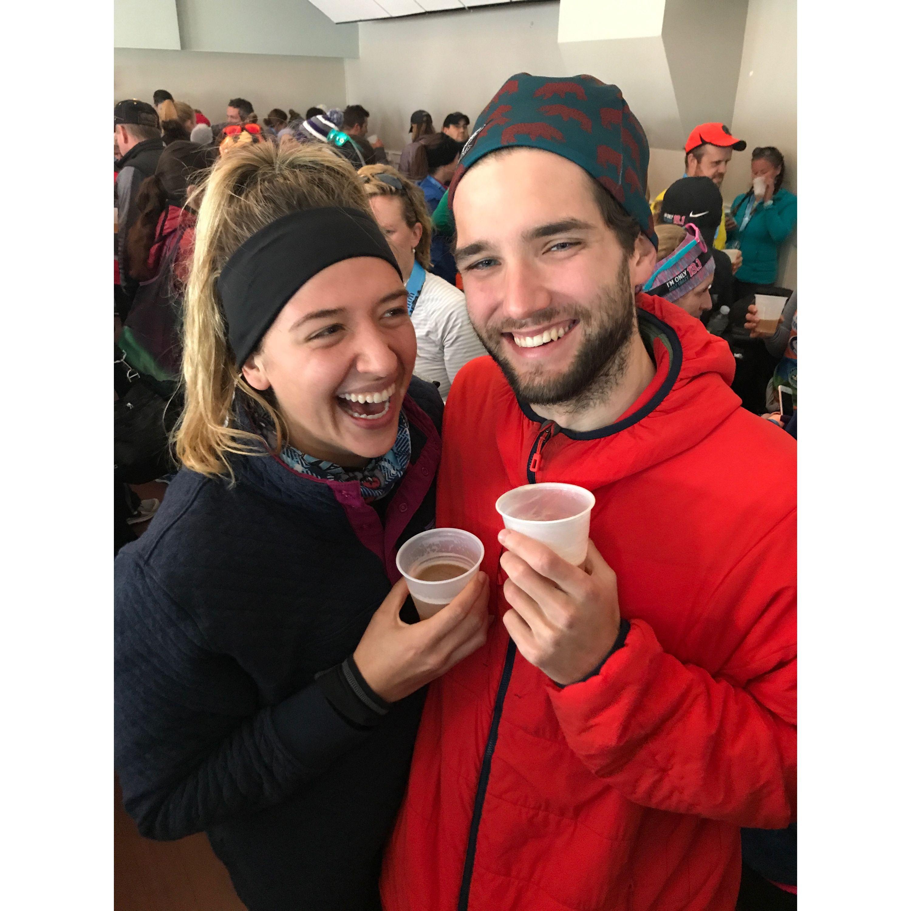 Our first half marathon together, November 2018