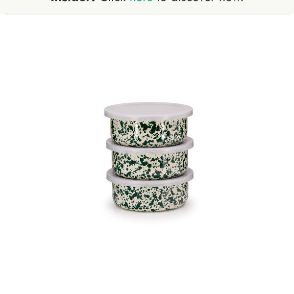 Splatter 3 Piece Storage Bowl Set Green and Cream
