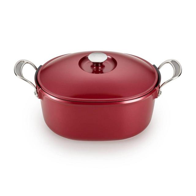T-Fal Oval Covered 6.3qt Cast Aluminum Pot Red