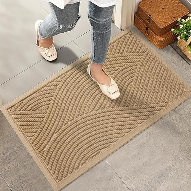 HIYARD Durable Front Door Mat, Absorbent Muddy Dirt Resist Welcome Door Mats Outdoor Indoor, Stain and Fade Resistant, Non-Slip Backing Entry Mat Low Profile Doormat for Entryway, 29×17, Beige