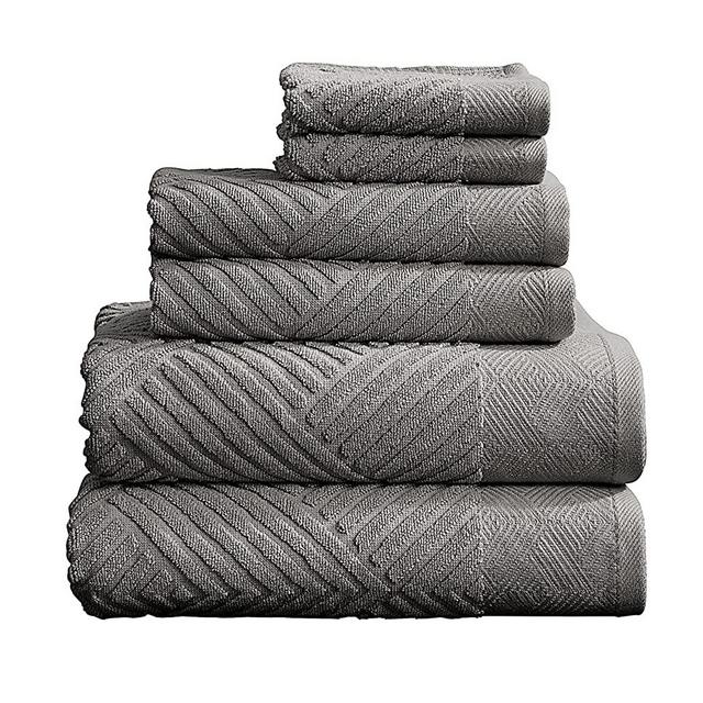 100% Cotton Soft Towel Set | Quick Dry and Highly Absorbent | Textured Bath Towels Hand Towels and Washcloths | Brooklyn Collection (6 Piece Set, Ultimate Grey)