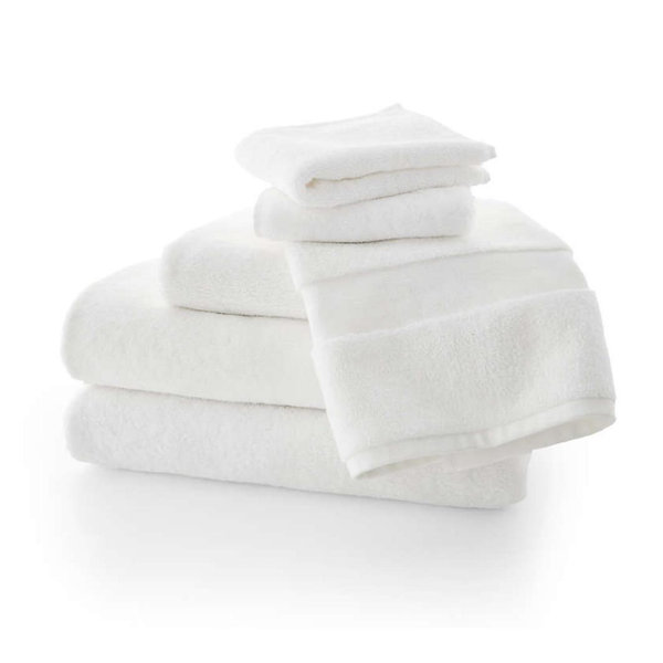 Organic Turkish Cotton White Towels, Set of 6