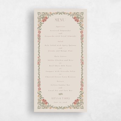 Classic Greige, Brown Wedding Menu - Mirelia