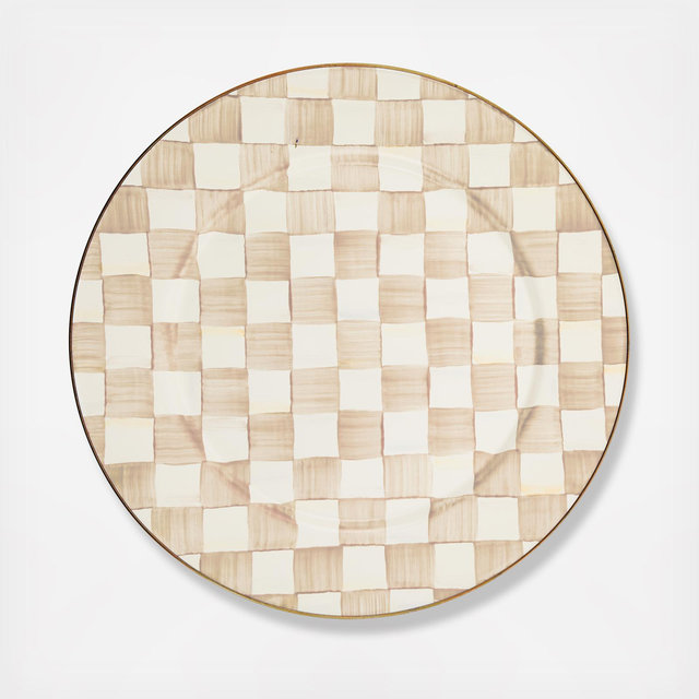 MacKenzie-Childs, Mocha Check Stainless Steel Serving Platter | Zola