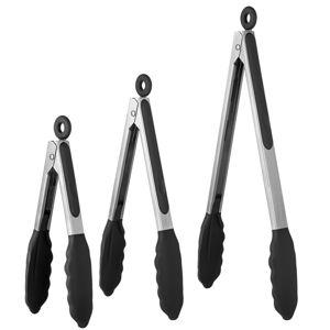 U-Taste 600ºF Heat-Resistant Silicone Kitchen Tongs: 7+9+12 Inch Heat Resistant Cooking Tong Set - Black
