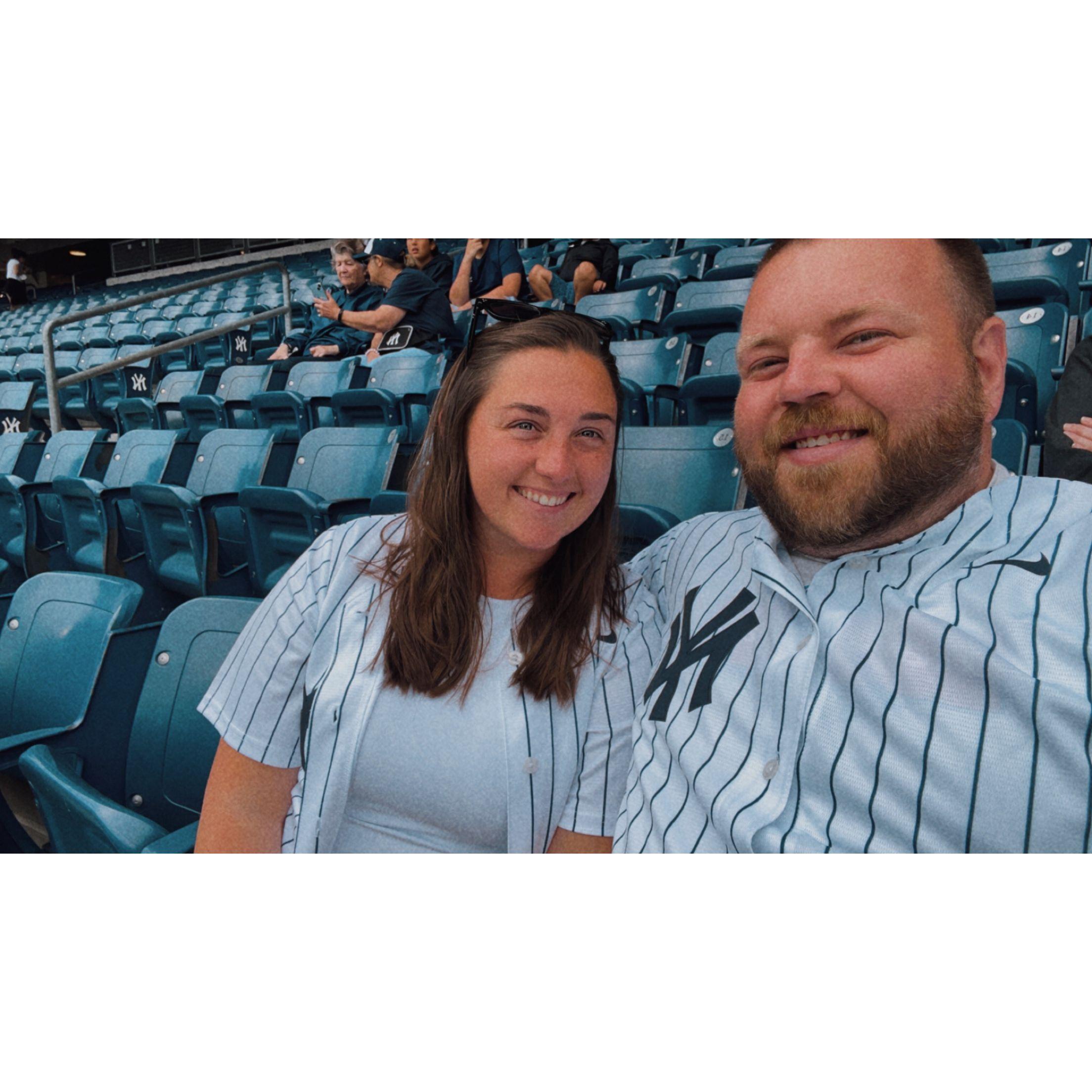 Maeve's first Yankee game, Justin is a huge Yankee fan and by default now Maeve is too