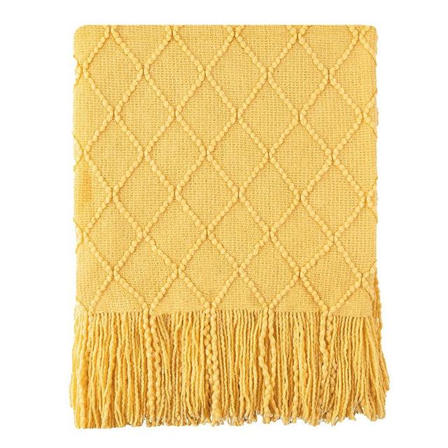 BATTILO HOME Mustard Throw Blanket for Couch, Bed Gold Yellow Throws Breathable Decorative Yellow Blanket Throw for Sofa Living Room, 50"x60"