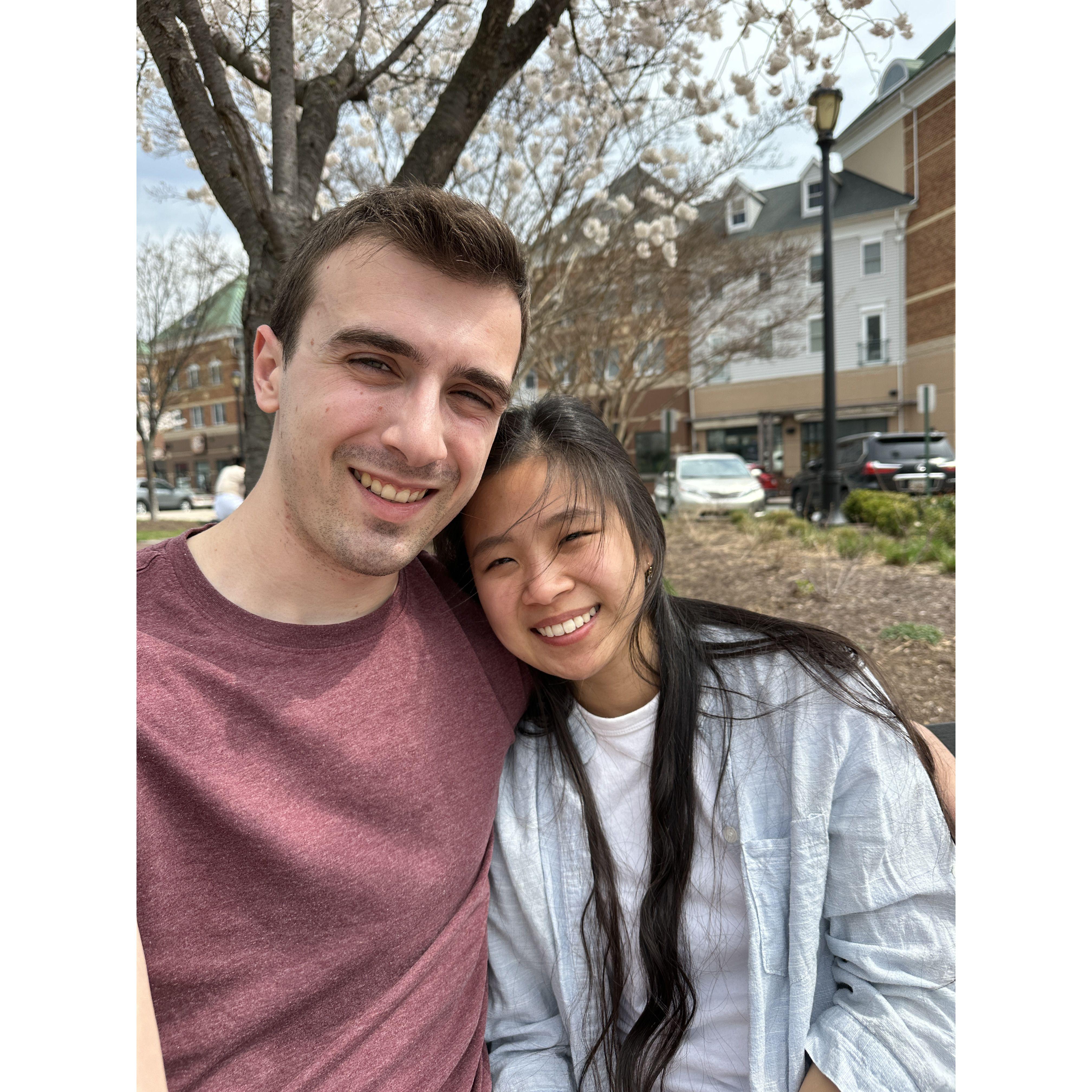 Joan wanted to take a picture with some cherry blossoms after brunch...
little did she know, Ryan was going to propose later that day