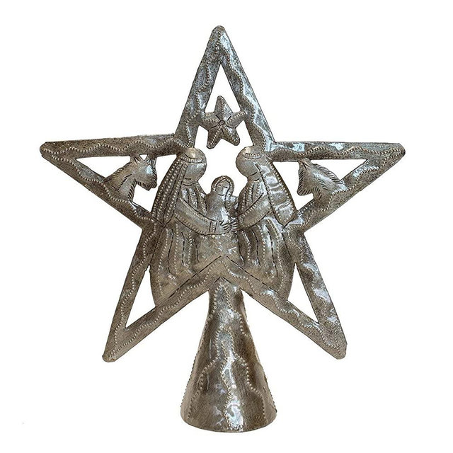 Vineworks Tree Topper - Nativity | Haitian Steel Metal Drum Art