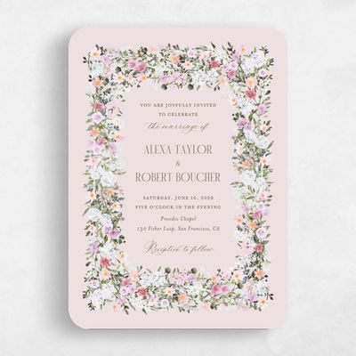 Pink Rounded Wedding Invitation - Garden Gate Classic