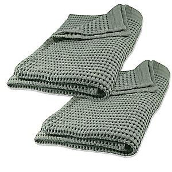 GILDEN TREE Waffle Bath Sheet Quick Dry Towel, Thin Luxury Bath Towels, 40x80 Large Bath Towels 2 Pack Bath Sheets, Modern Style (Sage Grey)