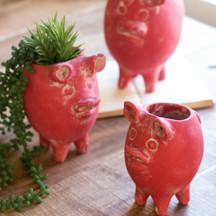 Red Clay Pig Planter (medium)