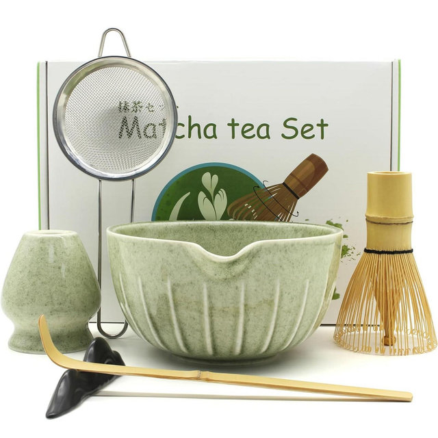 Matcha Whisk Set, 7-Piece Matcha Kit with Ceramic Bowl, Bamboo Whisk, Scoop, Sifter & More — Complete Matcha Making Kit for Beginners & Enthusiasts