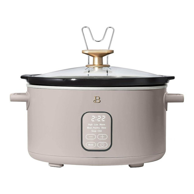 6-Quart Slow Cooker with 3 Heat Settings | Oval Slow Cooker with Removable Stoneware Pot & Glass Lid | Manual Dial Control | Serves 6-7 People | Programmable Crock Pot for Family Meals