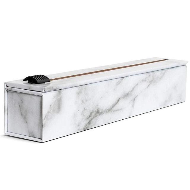 ChicWrap Carrera Marble Foil Dispenser with 12" x 30' Roll of Professional Aluminum Foil - Reusable Dispenser with Slide Cutter