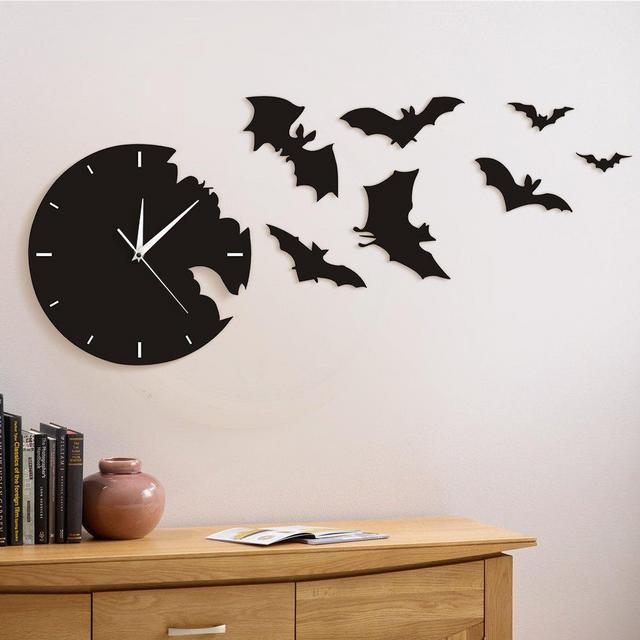 The Geeky Days A Bat Clock from The Escape Clock Bat Silhouette Silent Non Ticking Wall Clock Scary Bat Symbols Home Decor Contemporary Black Wall Watch
