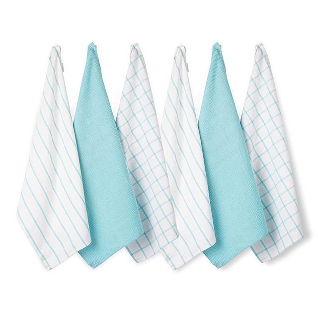 Kitchen Towels Set - Pack of 6 Cotton Dish Towels for Drying Dishes, 18”x 28”, Kitchen Hand Towels, Absorbent Tea Towels, Premium Dish Towels for Kitchen, Quick Drying Kitchen Towel Set - Aqua