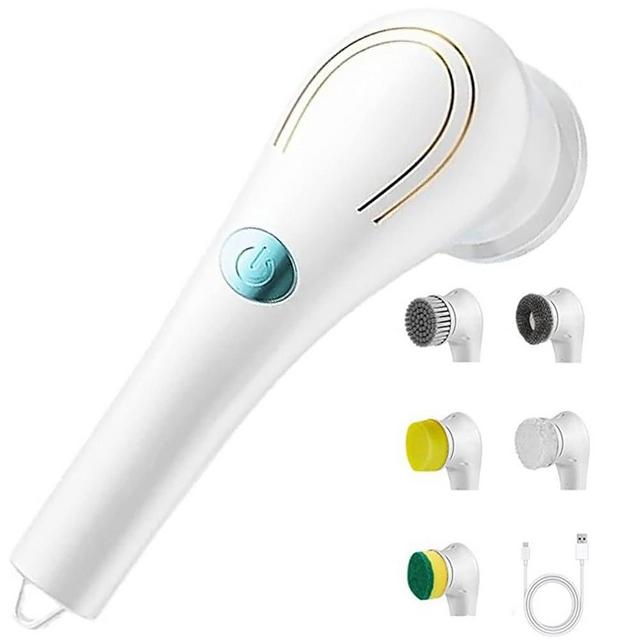 Cordless Electric Spin Scrubber, KIRIKIT Handheld Electric Cleaning Brush with 5 Replaceable Heads for Bathtub/Kitchen/Bathroom/Floor/Dish/Car/Shoe/Glass