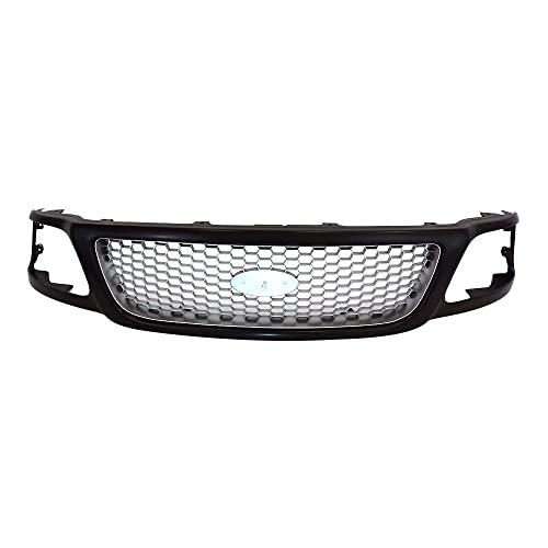 Perfit Liner New Front Black/Silver Grille Grill Replacement For 97-99 F-150 F150 Heritage F-250 Lightduty Pickup Truck Fits 2WD Honeycomb Style FO1200381 3L3Z8200BA