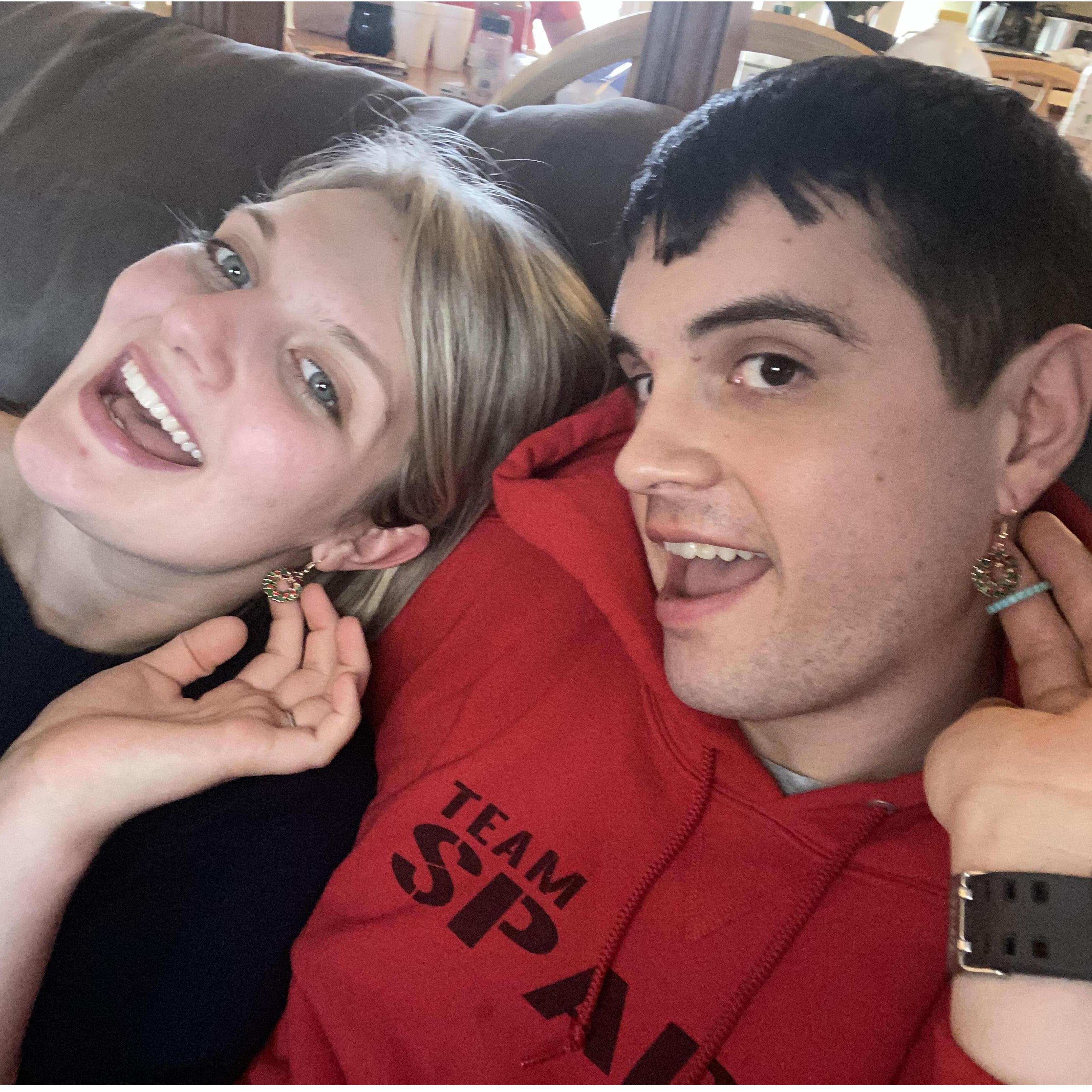 We can rock the wreath earrings. Christmas #2