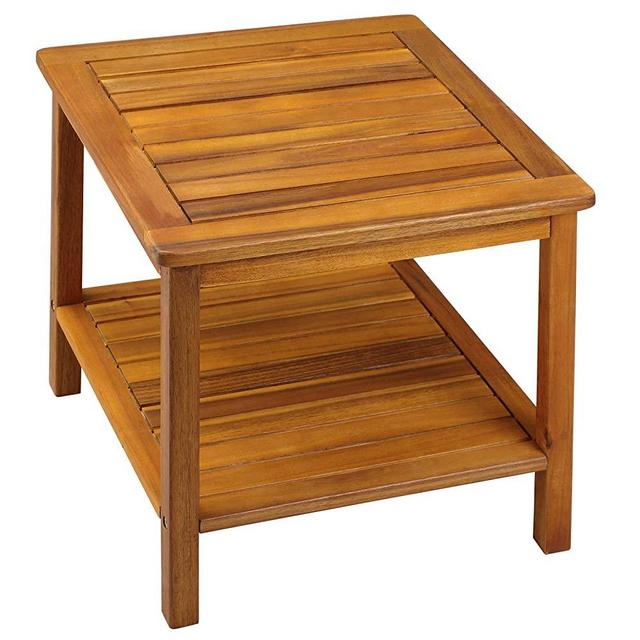 cucunu 18x18 Inch Wooden Outdoor Side Table in Acacia Wood with Extra Storage I Small Patio End Table for Garden, Porch or Living Room I Side Tables