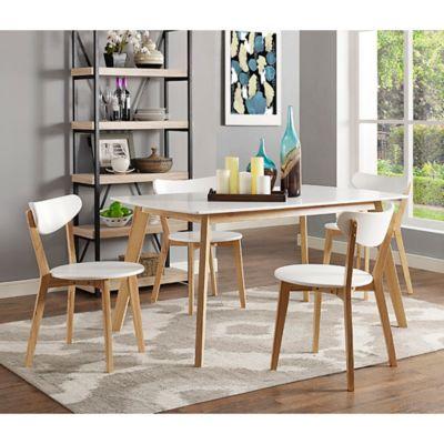 Forest Gate Lisa Mid-Century Modern 5-Piece Wood Dining Set in White/Natural