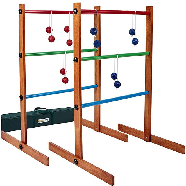 SpexDarxs Ladder Toss Outdoor Game, Wooden Golf Toss Set with Ladder Ball Bolas & Carrying Bag,Outdoor Lawn Backyard Game for Kids & Adult & Family