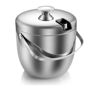 Fortune Candy - Ice Bucket,Insulated Stainless Steel Double Walled Ice Bucket with Lid,Stainless Steel Ice Tongs -2.8L-Silver
