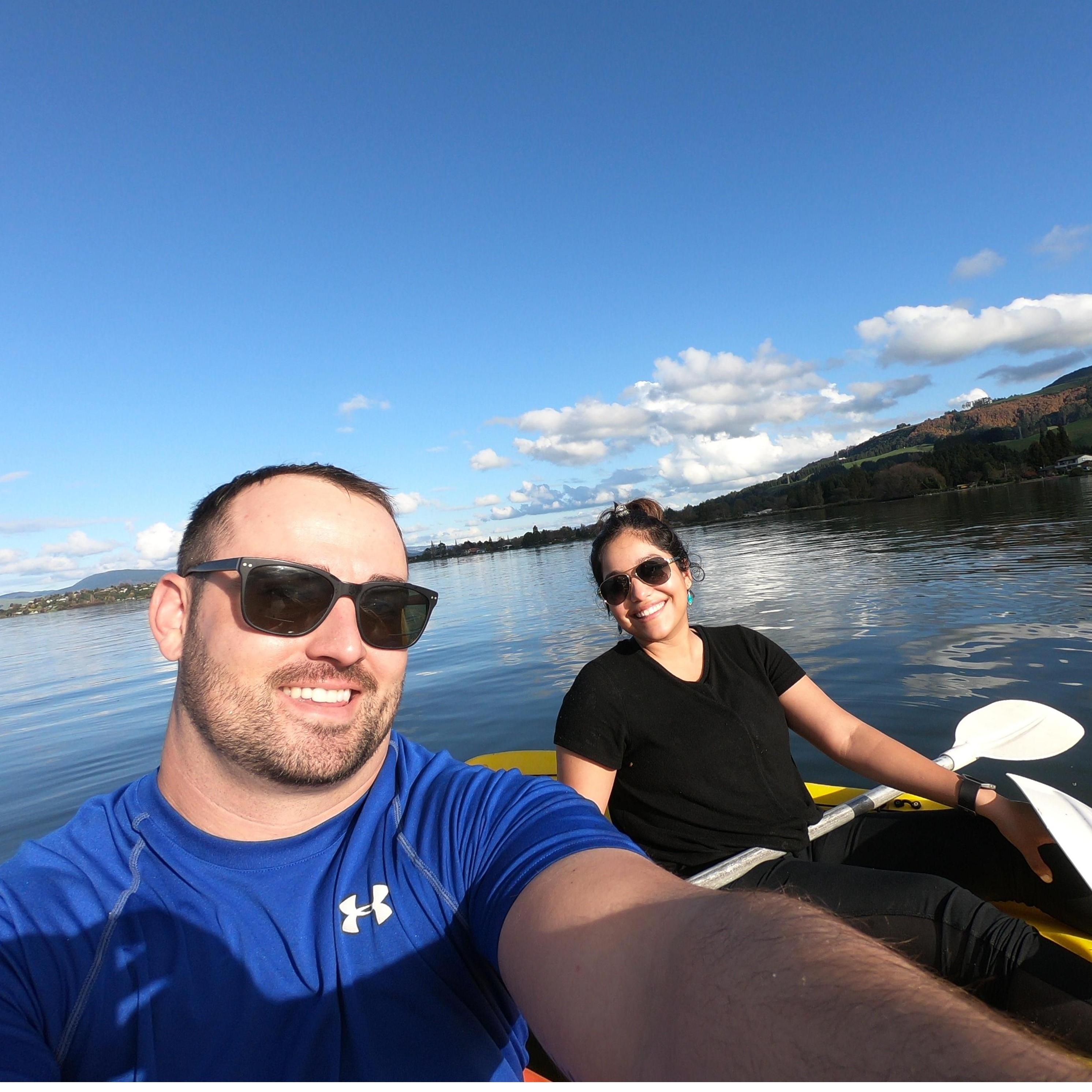 Kayaking in Rotorua, New Zealand.