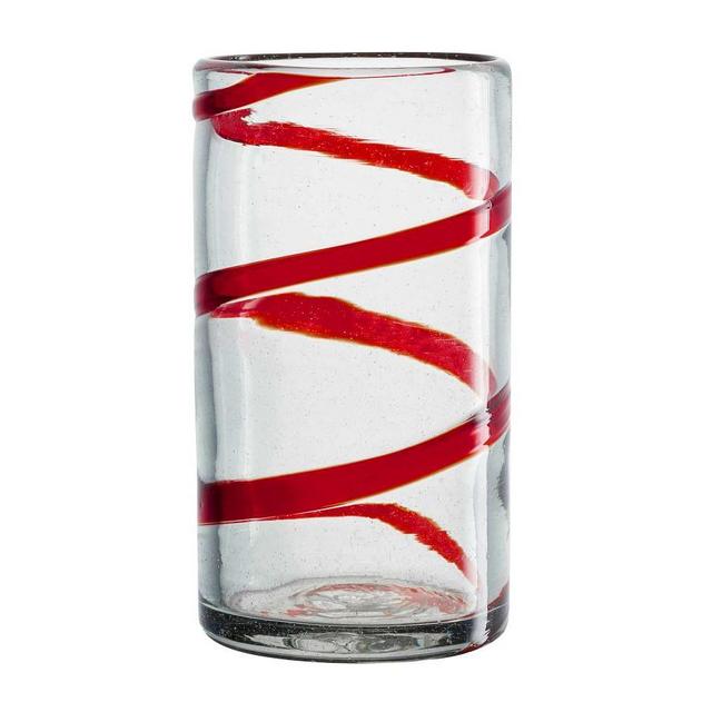 Red Ribbon Recycled Highball Glasses, Set of 6