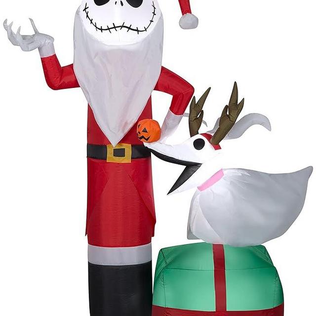Gemmy Airblown Inflatable Jack Skellington with Zero in Antlers