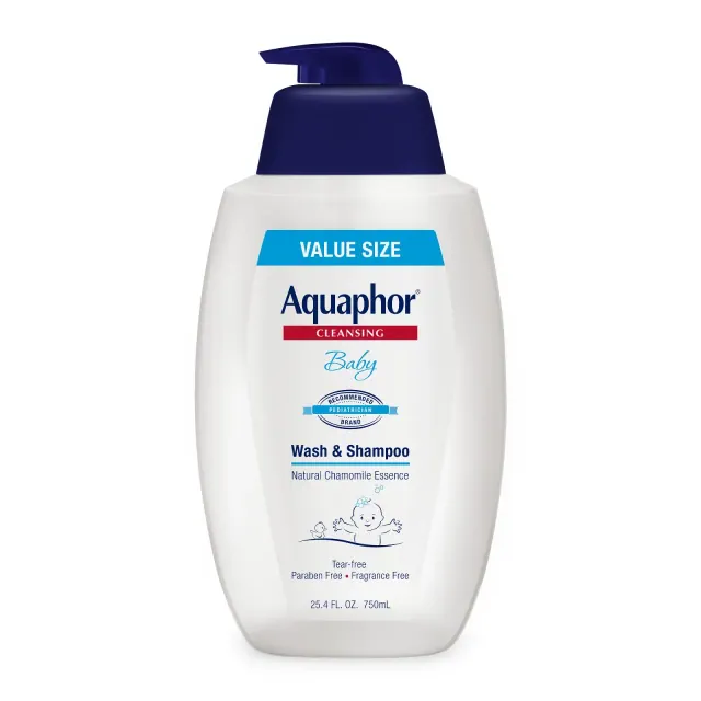 Aquaphor Unscented Baby Wash & Shampoo - 25.4oz: Liquid Cleanser with Pump Bottle for Sensitive & Normal Skin