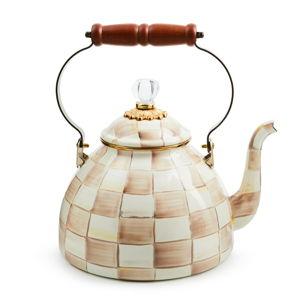 MacKenzie-Childs | Mocha Check 3 Quart Tea Kettle