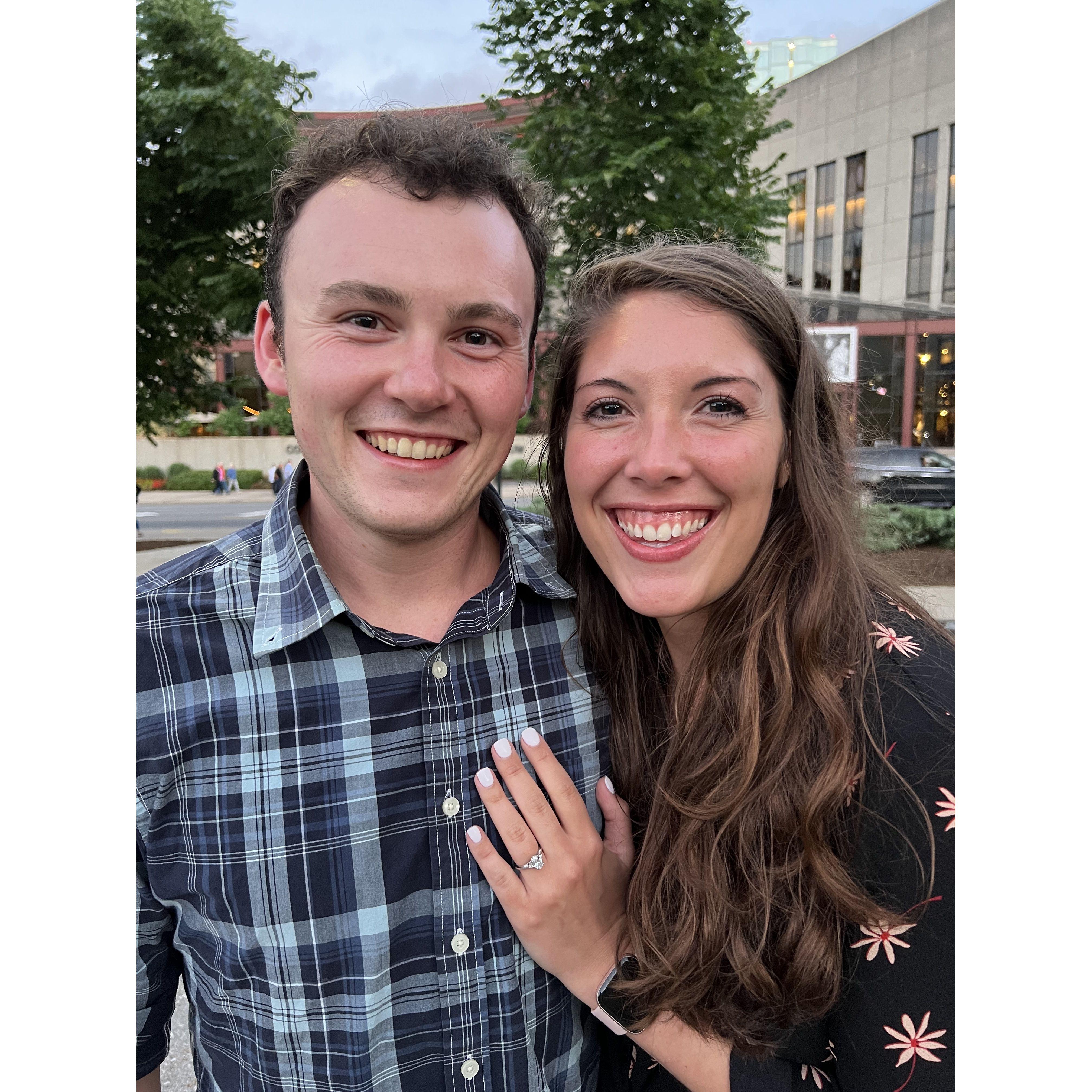 Kyle proposed in front of the Music City Hall of Fame Nashville, TN on May 27th, 2022 while Kaitlyn was finishing her last rotation for school.