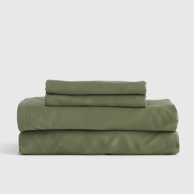 Olive Green Organic Bamboo Viscose Sheet Set, Cal King