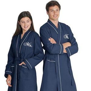 AW BRIDAL Mr and Mrs Waffle Knit Robe Set for Wedding Engagement Gifts, Anniversary Matching Robes for Couples, Women and Men