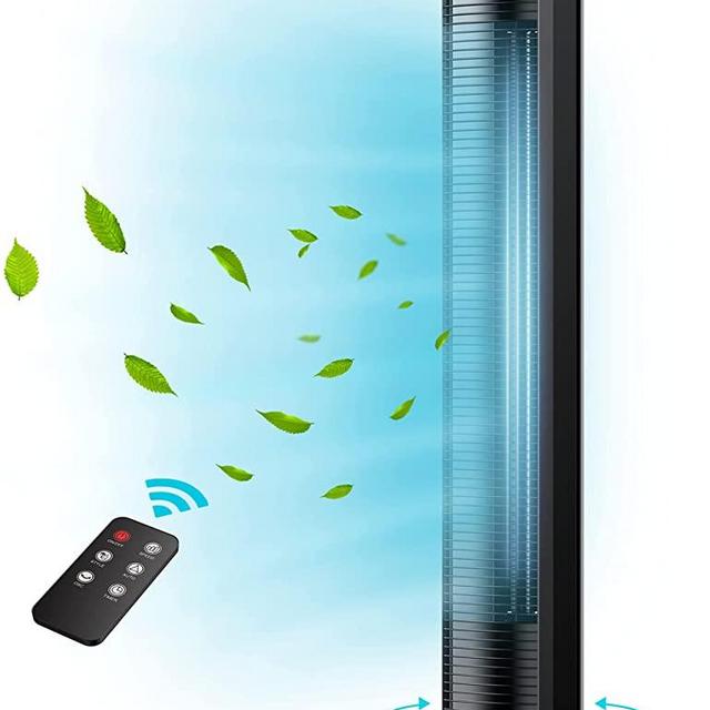 Tower Fan, 36” Oscillating Fan with Remote, 3 Speed Settings & 3 Modes, Paris Rhône Bladeless Fans with Auto-Temp Detection, LED Display, 12H Timer, Low Noise Floor Fan for Bedroom, Office or Study